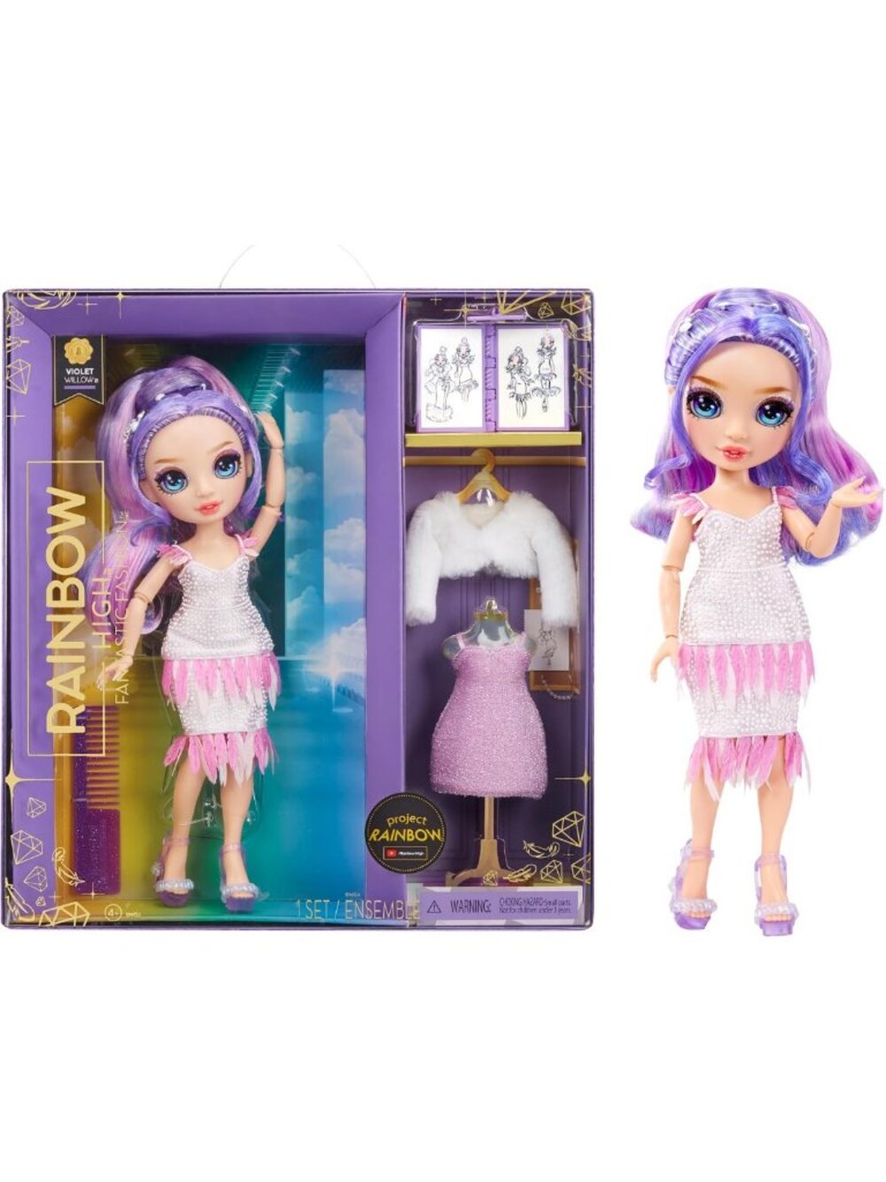 Violet Willow 11” Purple Fashion Doll Playset with 2 Outfits & Accessories